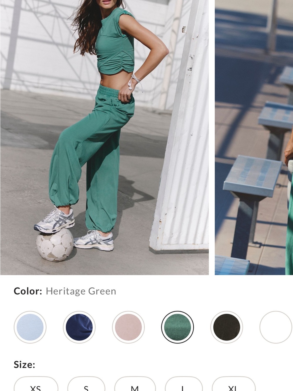 Free People Heritage Green Wide-Leg Track Joggers